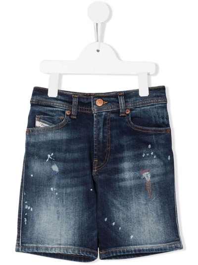 Diesel Kids' Distressed-finish Jean Shorts In Blue