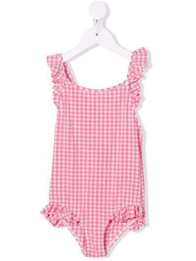 Bonpoint Teen Acapulco Gingham Swimsuit In Pink