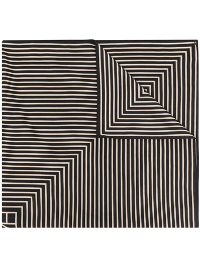 Totême Black Striped Logo Blanket Scarf