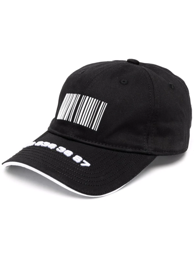 Vtmnts Barcode Print Cotton Baseball Cap In Black