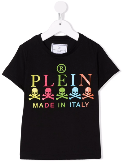 Philipp Plein Junior Teen Logo-print Cotton T-shirt In Nero