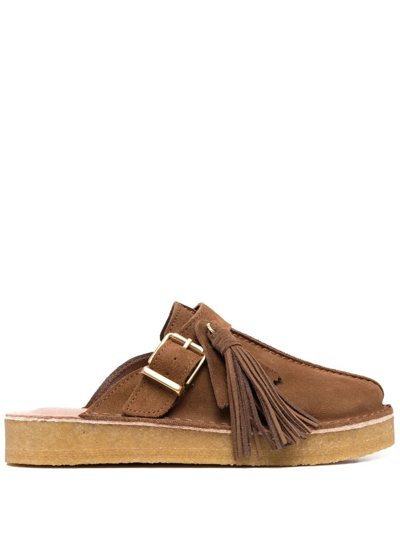 Clarks Originals Tassel-detail Suede Mules In Brown