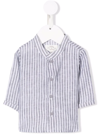 Teddy & Minou Babies' Striped Short-sleeve Shirt In Grey