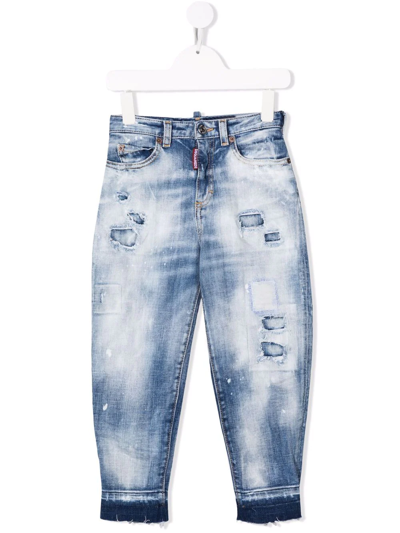 Dsquared2 Kids' Mid-rise Straight-leg Jeans In Denim