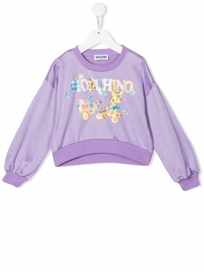 Moschino Kids' Logo-print Sweatshirt In Purple