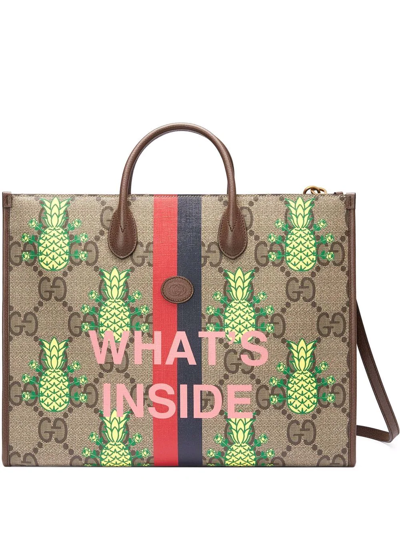 Gucci Interlocking G Monogram Pineapple Two-way Bag In Brown