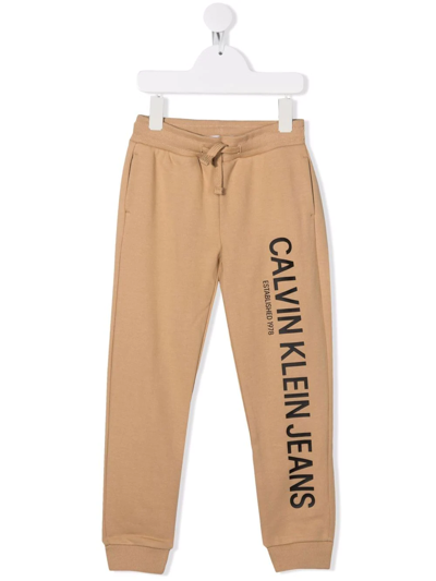 Calvin Klein Kids' Logo Tracksuit Bottoms In Neutrals