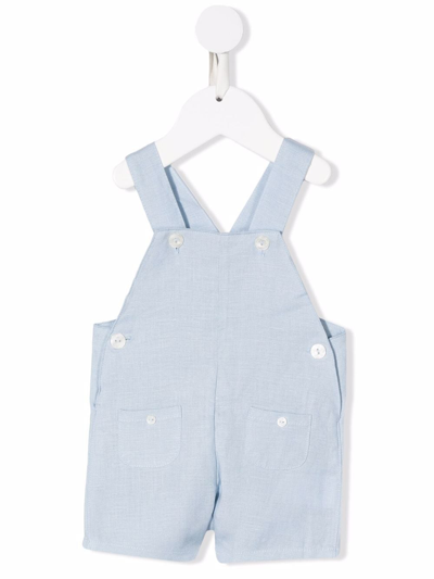 Tartine Et Chocolat Babies' Chenille-texture Patch-pockets Dungarees In Cielo