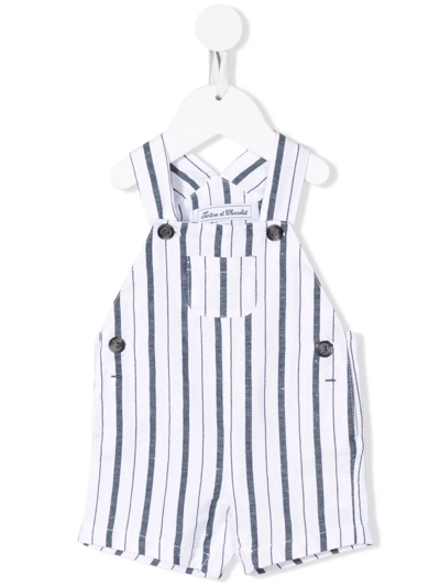 Tartine Et Chocolat Kids' One-piece Striped Dungarees In White