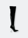 London Rag Noire Thigh High Long Boots In Patent Pu In White