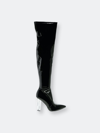 London Rag Noire Thigh High Long Boots In Patent Pu In Black