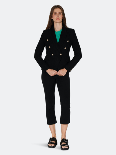 Walter Baker Phelps Double-breasted Crepe De Chine Blazer In Black