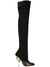 Givenchy Leather-paneled Suede Over-the-knee Boots In 001