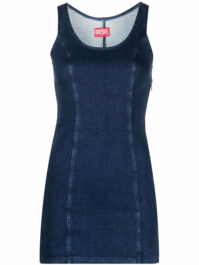 Diesel Sleeveless Denim Mini Dress In Blue