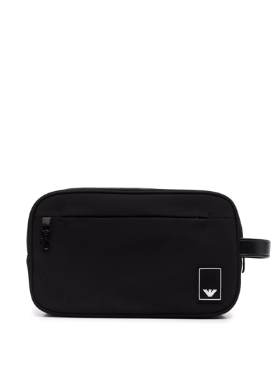 Emporio Armani Logo-patch Wash Bag In Black