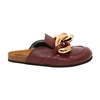 Jw Anderson Glossy Leather Mules In Burgundy