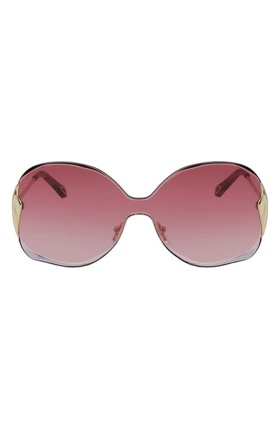 Chloé ́ Curtis 59mm Butterfly Shield Sunglasses In Gold/gradient Pink