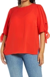 Cece Tie Sleeve Blouse In Scarlet Red