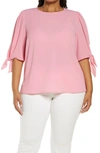 Cece Tie Sleeve Blouse In Cupid Pink