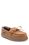 Muk Luks Paul Printed Berber Suede Faux Fur Lined Slipper In Tan