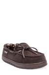 Muk Luks Paul Printed Berber Suede Faux Fur Lined Slipper In Chocolate
