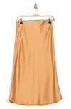 Renee C Solid Satin Midi Skirt In Gold