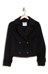 Belle & Bloom Better Off Military Wool Blend Crop Peacoat In Navy
