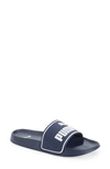 Puma Leadcat 2.0 Faux Leather Slides In Peacoat/  White