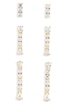 Nadri Love All Cubic Zirconia Drop Earrings In 18k Gold Plated, Set Of 3 In Gold