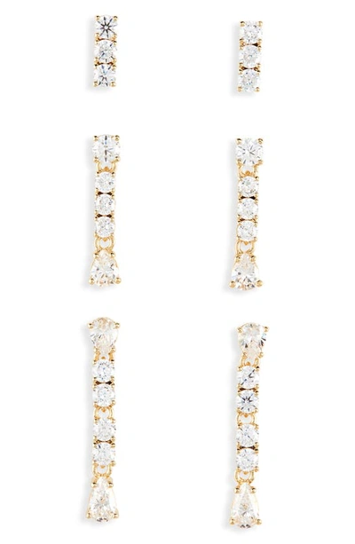 Nadri Love All Cubic Zirconia Drop Earrings In 18k Gold Plated, Set Of 3