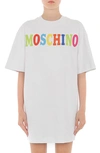 MOSCHINO OVERSIZE MULTICOLOR LOGO GRAPHIC T-SHIRT DRESS
