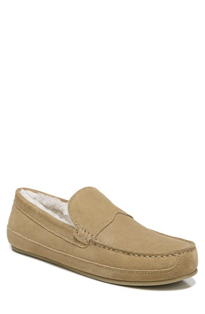 Vince Men's Gibson Shearling-lined Leather Moccasin Slippers In Beige