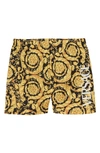 Versace Teen Black And Gold Giada Barocco Print Swim Shorts