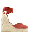 Castaã±er Castañer Chiara Almond Toe Wedge Espadrilles In Red