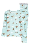 BELLABU BEAR KIDS' PLANES FITTED TWO-PIECE PAJAMAS