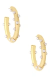 Ettika Imitation Pearl Hoop Earrings In Gold
