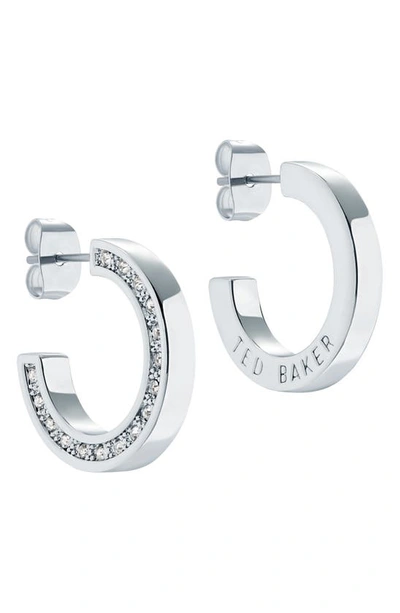 Ted Baker Senatta Crystal Hoop Earrings In Silver