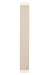 Max Mara Beige Cashmere Scarf With Logo Embroidery And Fringed Edges In 003 Sand