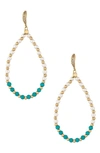 Ettika Turquoise And Pearl Teardrop 18k Gold Plated Drop Earrings In Gold