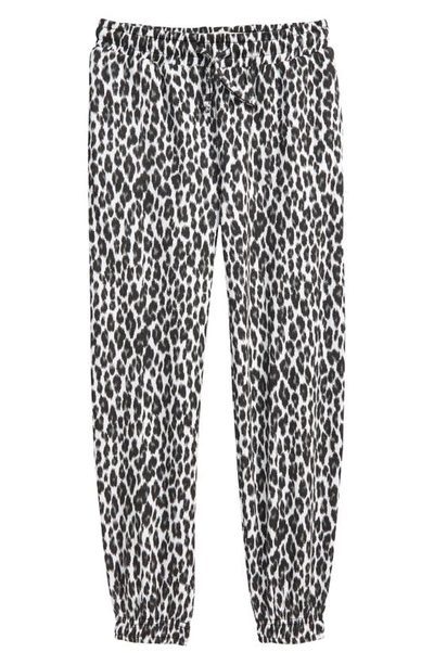 Treasure & Bond Kids' Old School Joggers In White- Black Snow Leopard