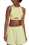 Adidas Originals Rib Crop Tank In Pulse Yellow