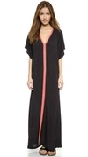 Pitusa Abaya Maxi Dress In Black W/fuchsia