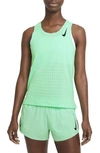 Nike Aeroswift Running Tank In Green Glow/ Black