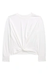 Zella Girl Kids' Organic Cotton Blend Twist T-shirt In White