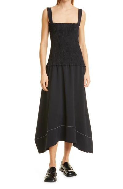 Proenza Schouler White Label White Label Sunflower Smocked Midi-dress In Black