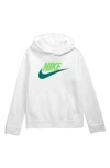 Nike Kids' Sportswear Club Fleece Hoodie In White/ Green Strike