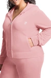 Juicy Couture Small Bling Velour Hoodie In Blushing Pink