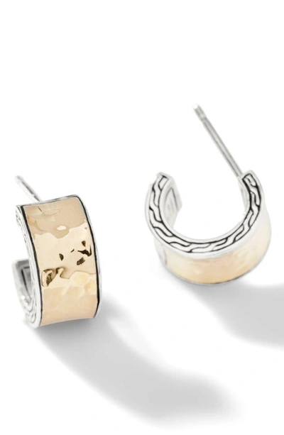 John Hardy Unisex Classic Chain Two-tone Hammered Hoop Earrings | Sterling Silver In Gold/silver