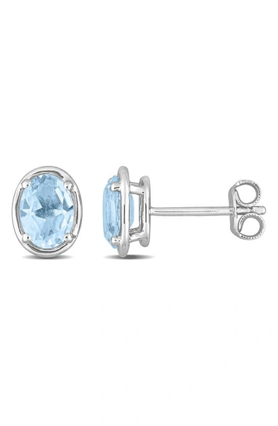 Delmar Sterling Silver Blue Topaz Stud Earrings