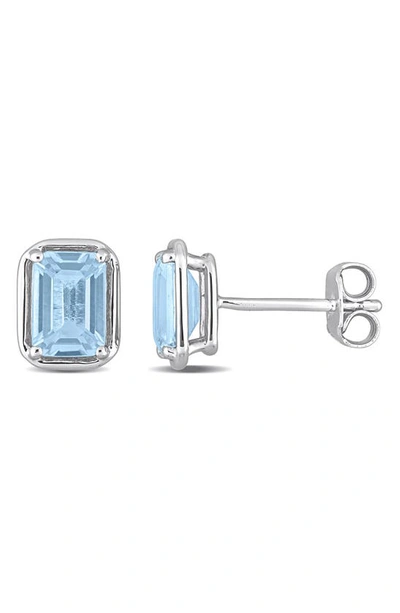 Delmar Sterling Silver Blue Topaz Stud Earrings